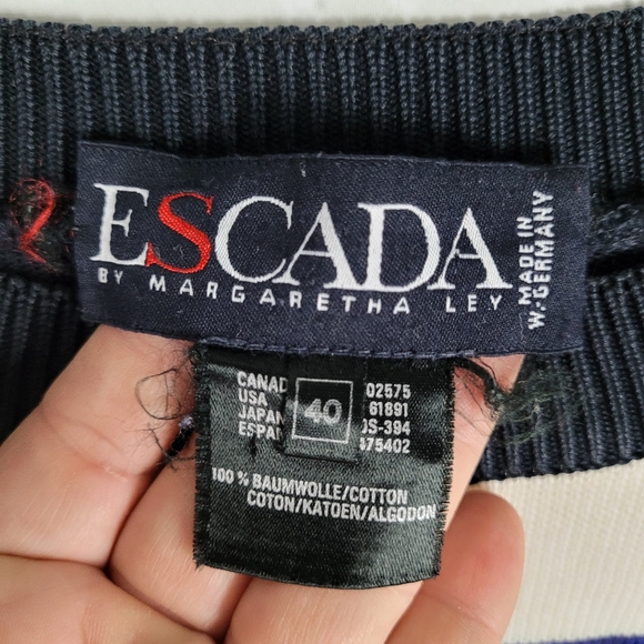 ESCADA by MARGARETHA LEY | vintage striped nautical knit cotton crewneck sweater - Picture 7 of 10